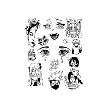 Anime Expression Mix Semi Permanent Tattoo Sheet
