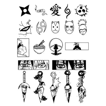 Naruto Inspired Semi Permanent Tattoo Sheet