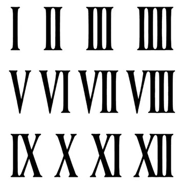 Roman Numerals Semi Permanent Tattoo Sheet
