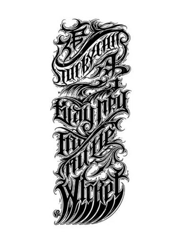 Wicked Gothic Lettering Sleeve Tattoo