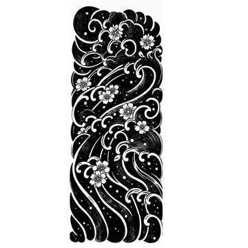 Japanese Wave & Sakura Sleeve - Semi Permanent Tattoo (FULL SLEEVE)