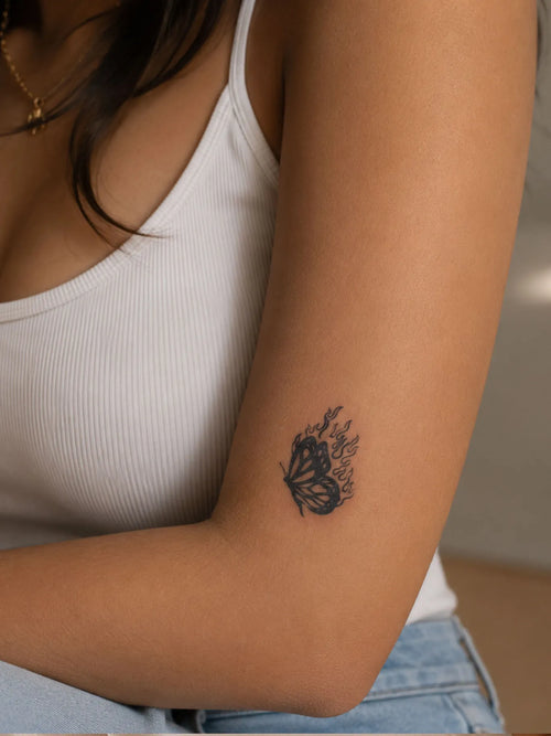 Flaming Butterfly Tattoo