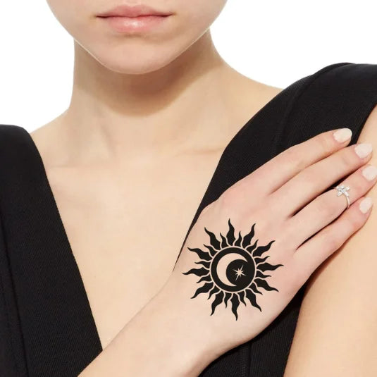 Celestial Sun & Moon – Semi Permanent Tattoo