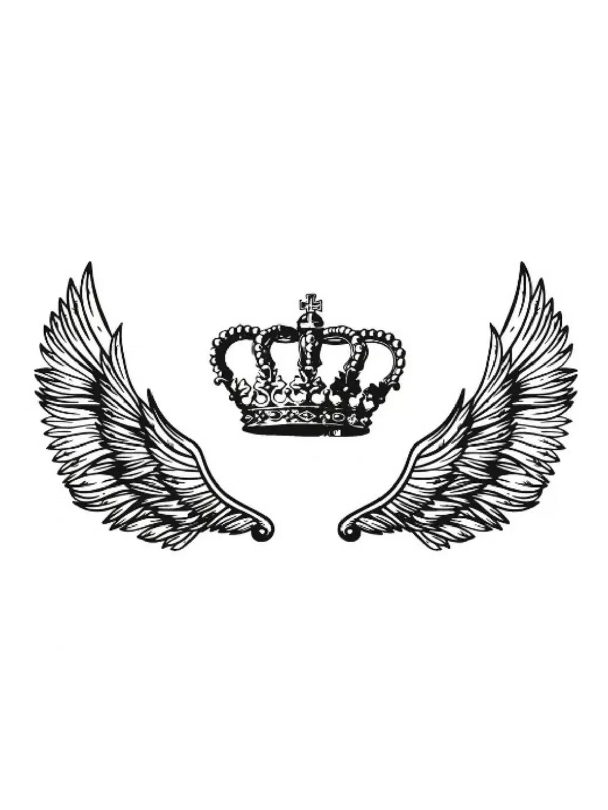 Crown & Angel Wings Tattoo