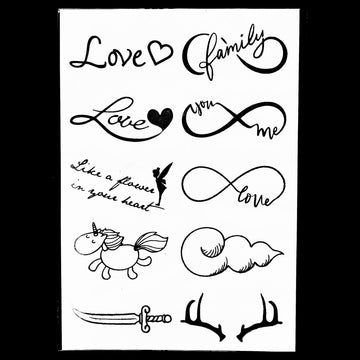 FT Words Infinity Sign Unicorn Tattoo set