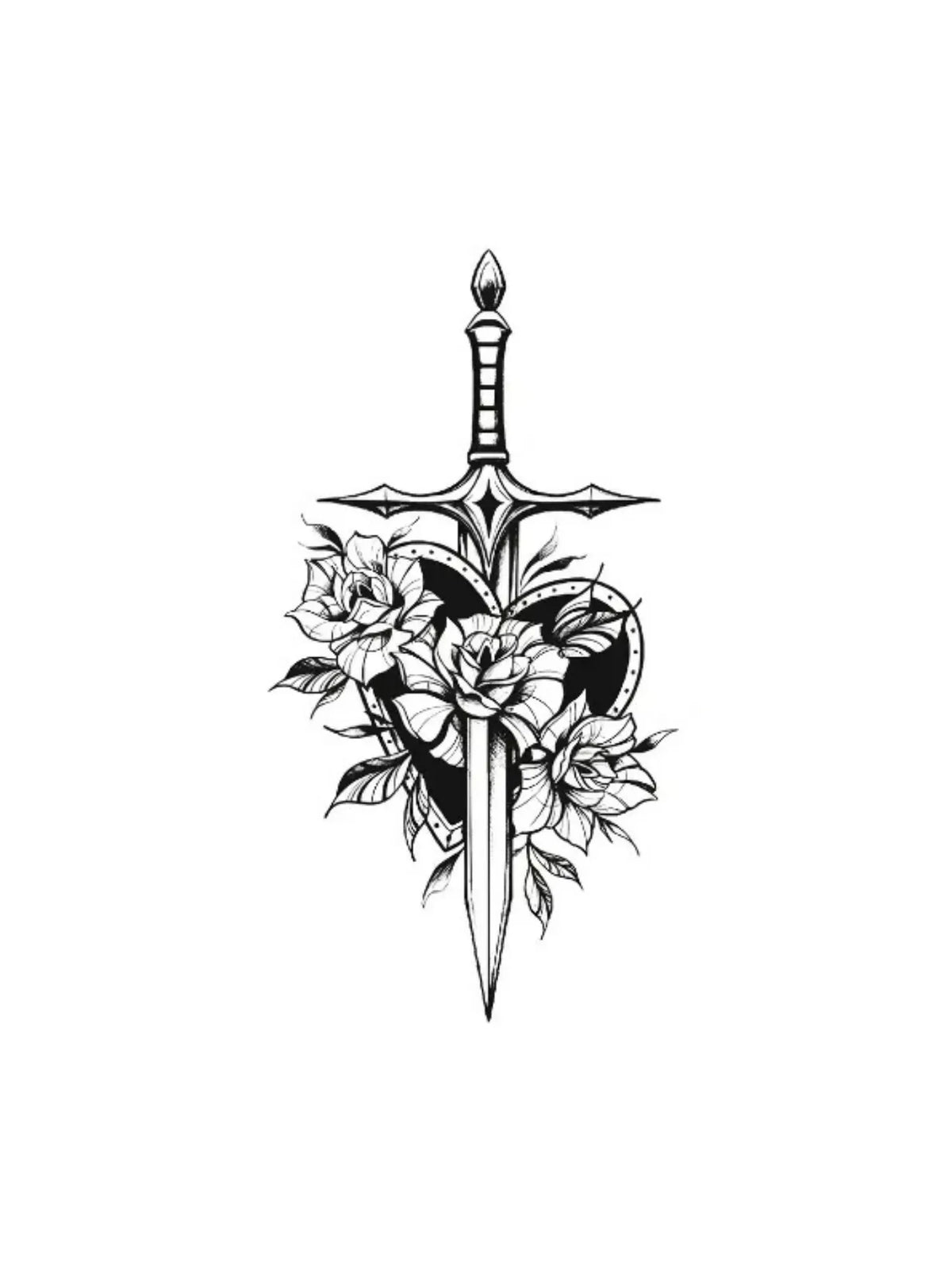 Sword Through Heart & Roses Tattoo