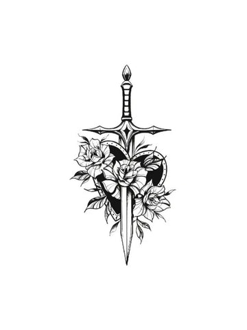 Sword Through Heart & Roses Tattoo