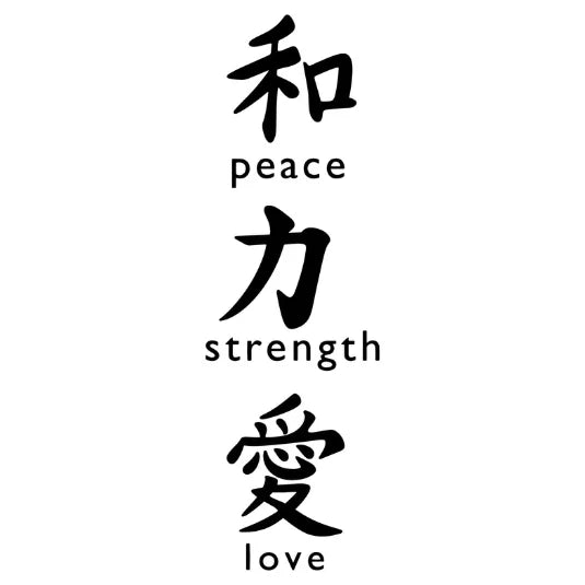 Peace Strength Love Kanji | Semi Permanent Tattoo