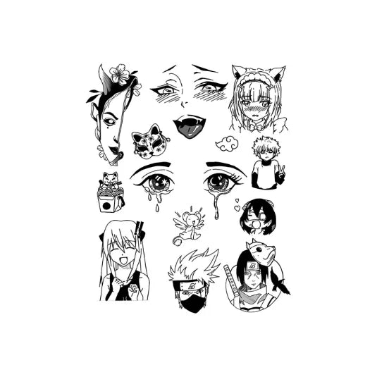 Anime Expression Mix Semi Permanent Tattoo Sheet
