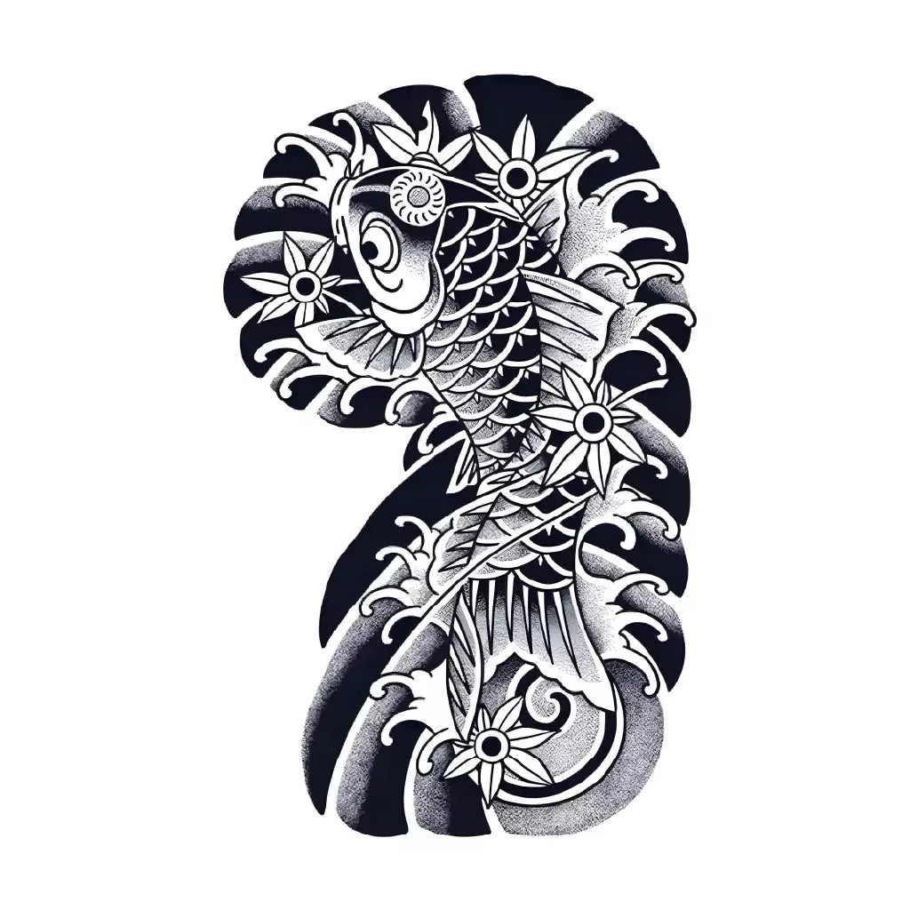 KOI FISH (Shoulder and arm) - Stay Tatt | Temporary Tattoos 