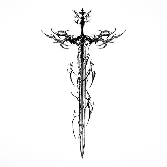 Gothic Sword Semi-Permanent Tattoo – Thorned Blade Art | Stay Tatt