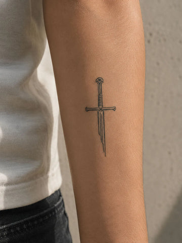 Fine Line Sword Tattoo