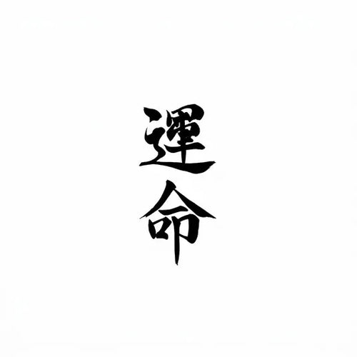 Black Chinese calligraphy temporary tattoo design on white background, stylish and cultural body art