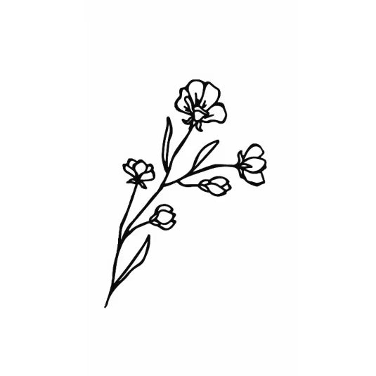 Wildflower Line Art – Semi Permanent Tattoo