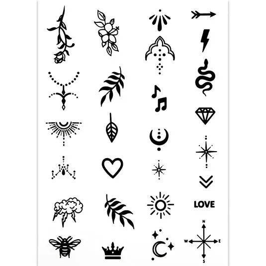 Minimal Symbols Sheet Semi-Permanent Tattoo – 20+ Minis | Stay Tatt