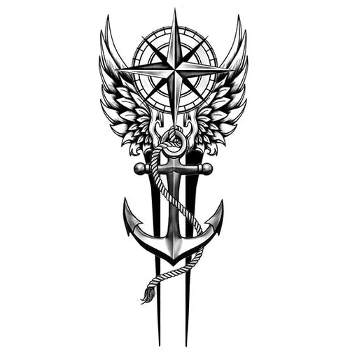 Valkyrie Compass Anchor Tattoo