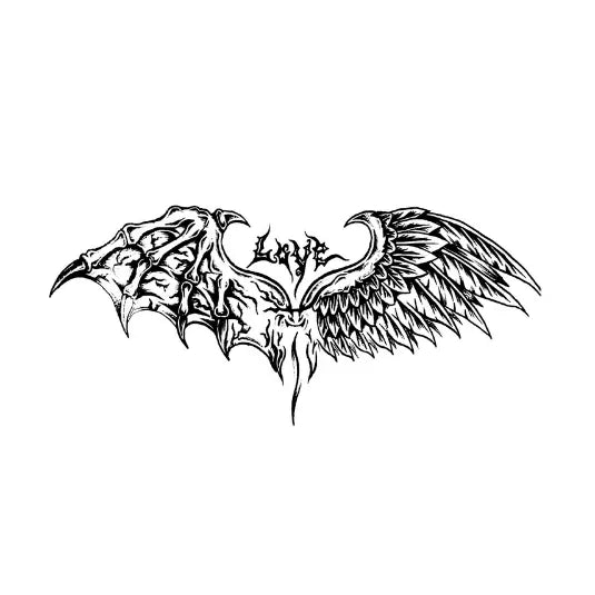 Gothic Wings Semi-Permanent Tattoo – Cross Wing Art | Stay Tatt