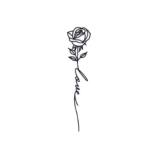 Minimalist line art rose temporary tattoo design, stylish and skin-safe for easy application