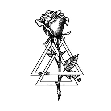 Rose & Triangle Semi-Permanent Tattoo – Geometric Floral | Stay Tatt