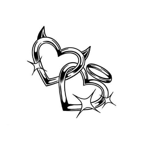 Devil & Angel Hearts Tattoo