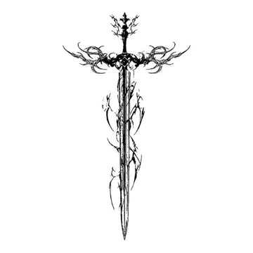 Gothic Sword Semi Permanent Tattoo
