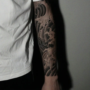 JAPANESE WAVES (HALF SLEEVE) - Stay Tatt | Temporary Tattoos 