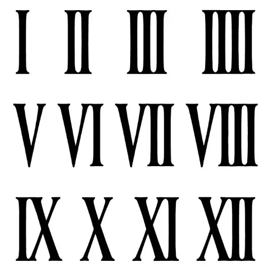 Roman Numerals Semi Permanent Tattoo Sheet